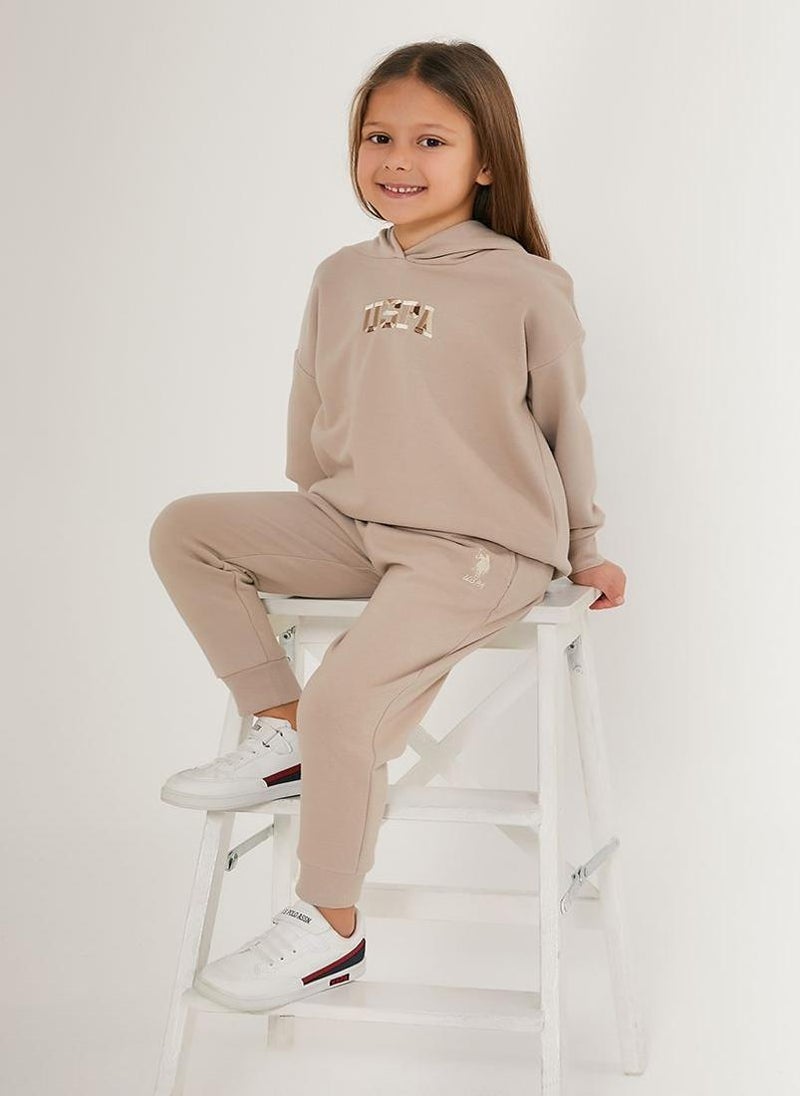 U.S. Polo Assn. U.S. Polo Assn. Girls Cream Tracksuit Set  - Image 1