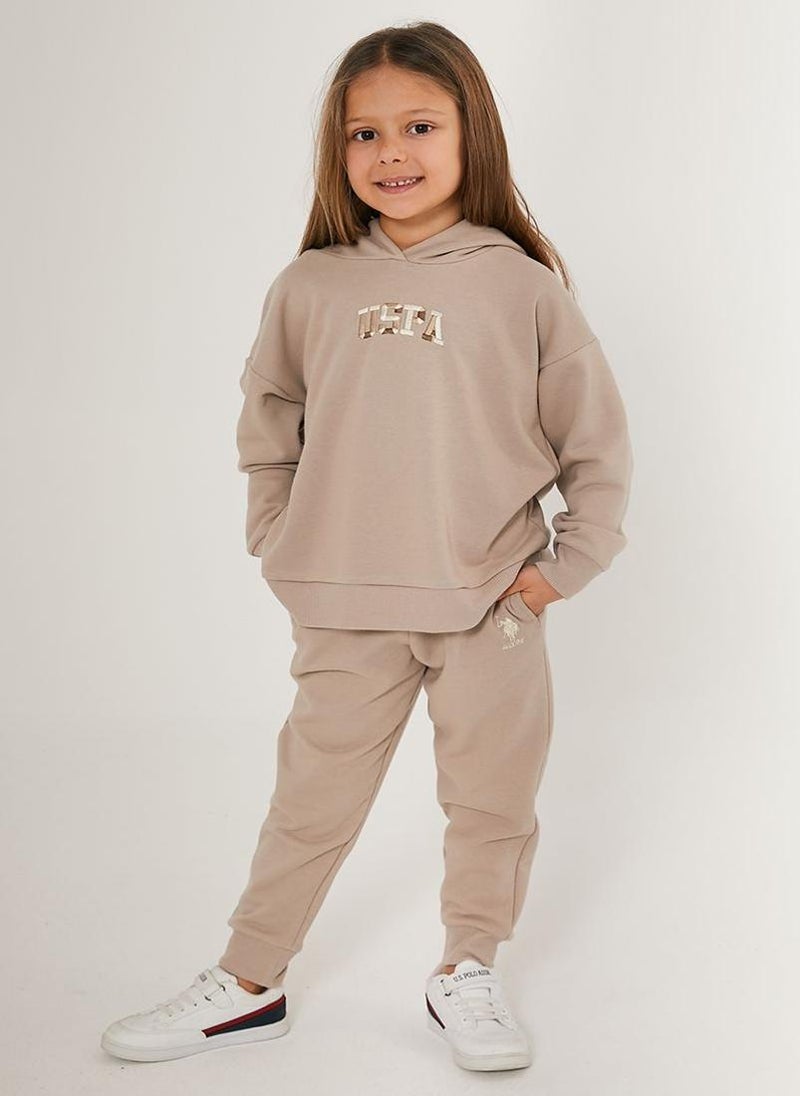 U.S. Polo Assn. U.S. Polo Assn. Girls Cream Tracksuit Set  - Image 2