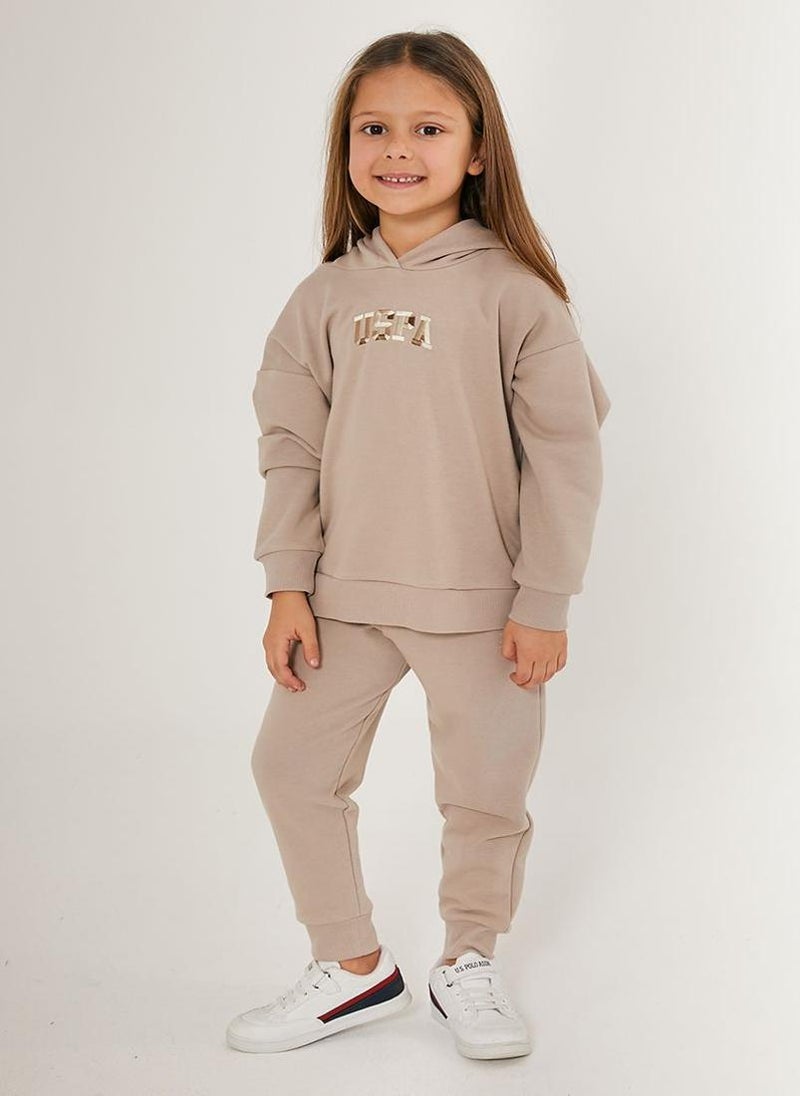 U.S. Polo Assn. U.S. Polo Assn. Girls Cream Tracksuit Set  - Image 3