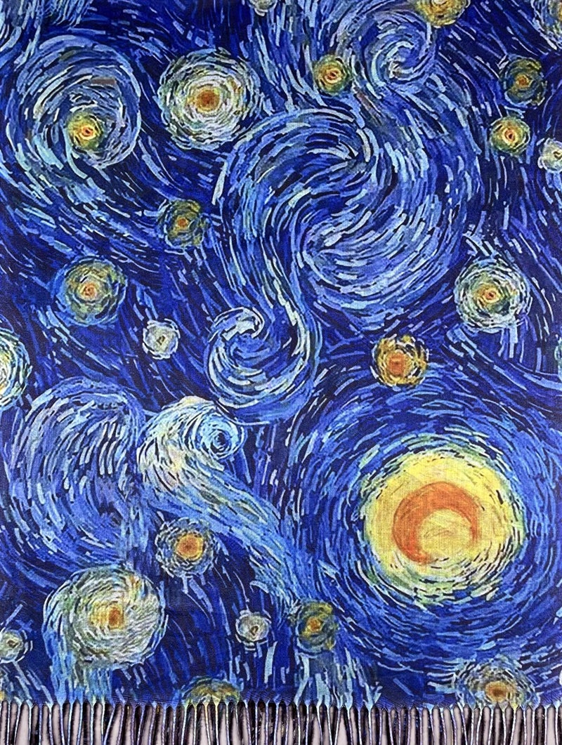 VENVSBEE Reversible Scarf Soft Large Shawl Wrap Blanket Double Sided Art Print Warm Pashmina Stoles Klimt Van Gogh Gifts-02 - Image 4