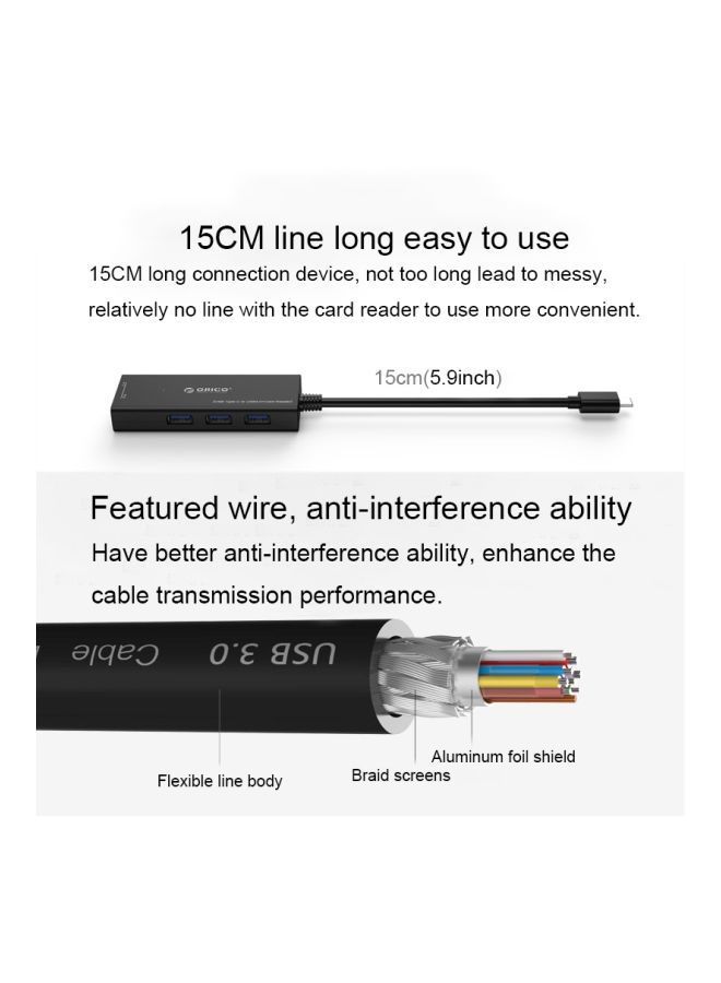 NIBEMINENT 3-Port USB Hub Black - Image 5