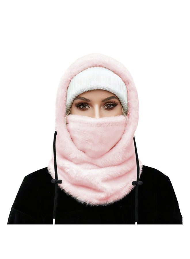MVPTOO Balaclava Fleece Ski Mask for Men Women Winter Face Masks Windproof Hooded Scarf Cold Weather Hat Neck Warmer(Black), Pink, One size - Image 1