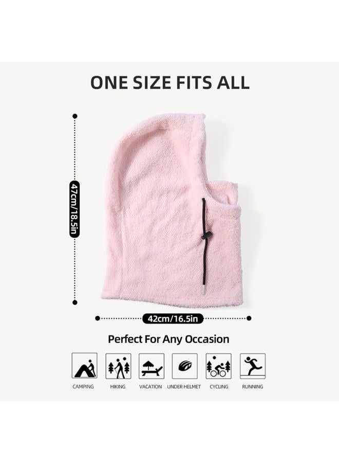 MVPTOO Balaclava Fleece Ski Mask for Men Women Winter Face Masks Windproof Hooded Scarf Cold Weather Hat Neck Warmer(Black), Pink, One size - Image 5