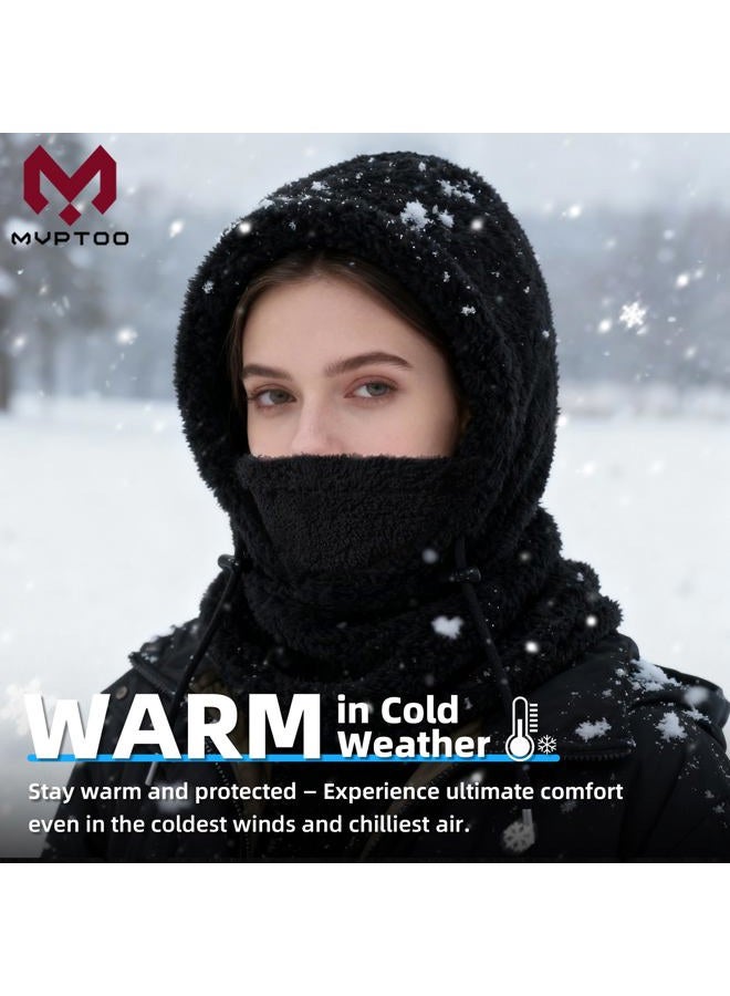 MVPTOO Balaclava Fleece Ski Mask for Men Women Winter Face Masks Windproof Hooded Scarf Cold Weather Hat Neck Warmer(Black), Pink, One size - Image 3