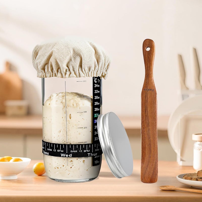 FunCee 2 Pack Wooden Spurtle for Sourdough Starter, Mixing, Reaching Bottom of Jar, Dough Whisk, Long Handle Jar Spatula, Spurtles Kitchen Tools Teak Wood Kitchen Utensils kit for Baking, Cooking - Image 4