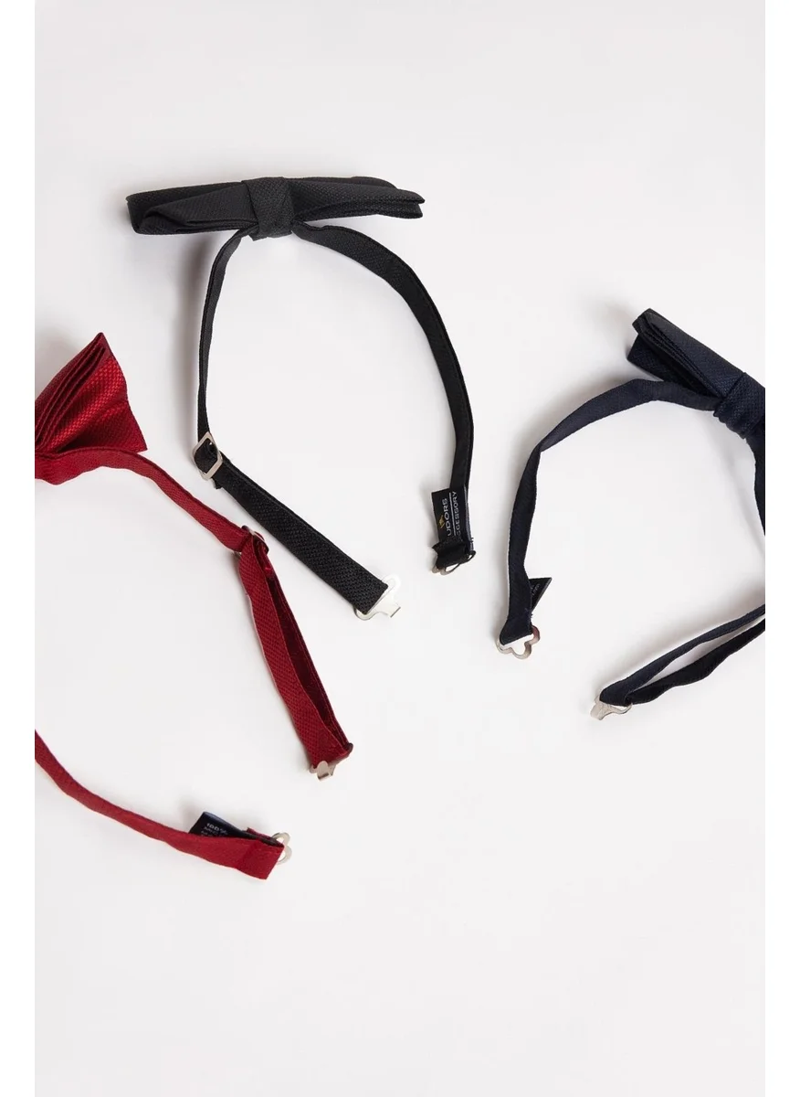 Tudors 3-Pack Dobby Black-Red-Navy Blue Men's Bow Tie