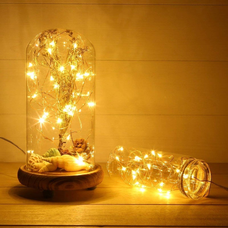 LTETTES LTETTES 10 Meters 100 LED Copper String Lights IP65 Waterproof 5V USB Powered Warm White Pack of 8 DC 5V USB  - Image 2
