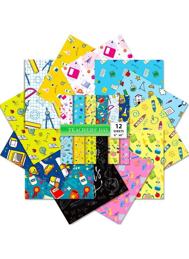 12 Sheets Of Thanksgiving Teacher Teacher's Day Material Paper Handbook Manual Diy Tailoring Background Decoration Material - Image 1