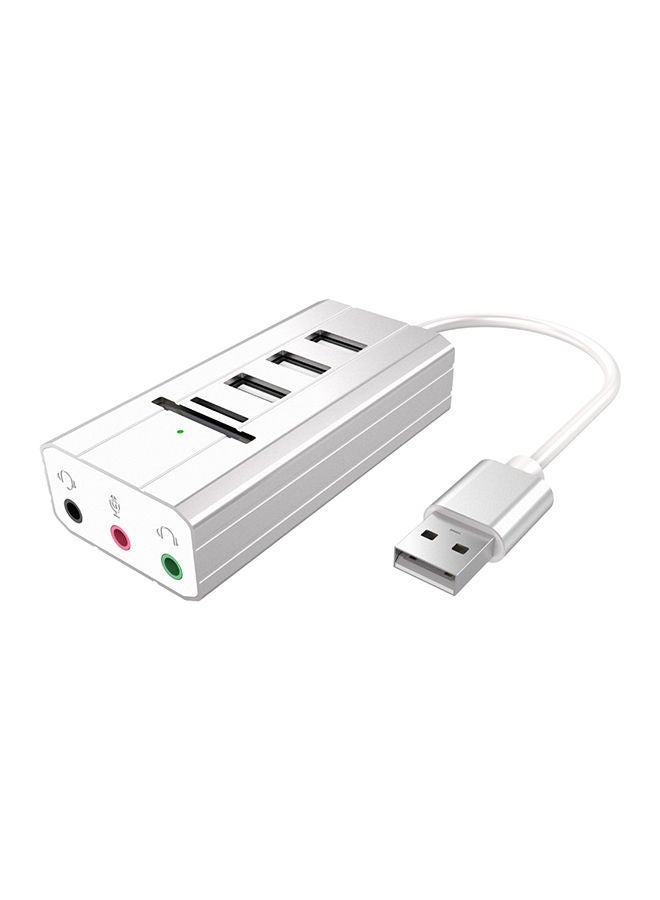 NIBEMINENT USB Multifunction Hub Sound Card Silver