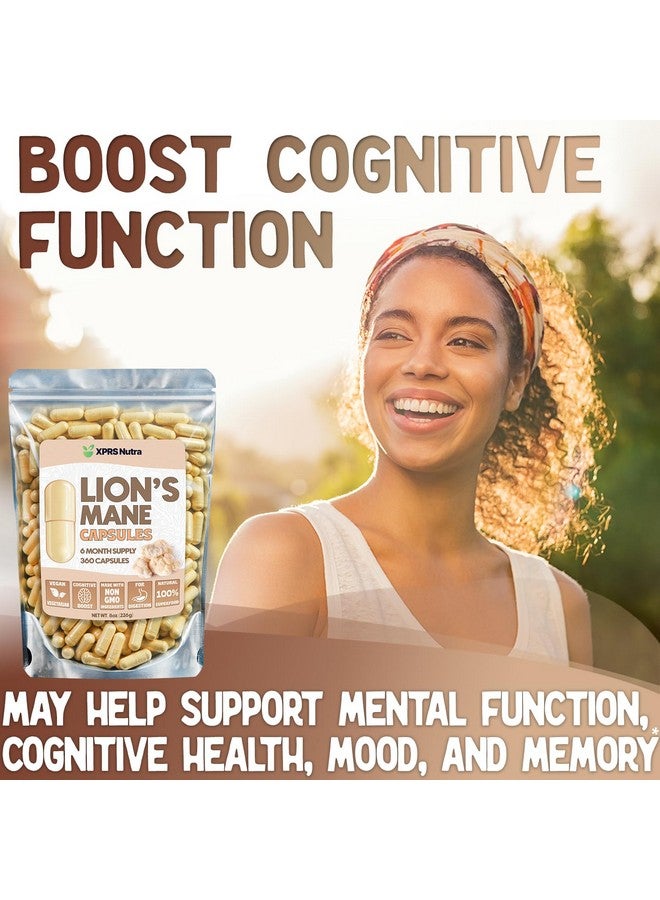 XPRS Nutra Organic Lions Mane Supplement Capsules - 360 Count (180 Day Supply) of Premium Lion's Mane Mushroom Capsules for Mental Clarity, Cognition and Immunity Lions Mane Powder Capsules - Image 2