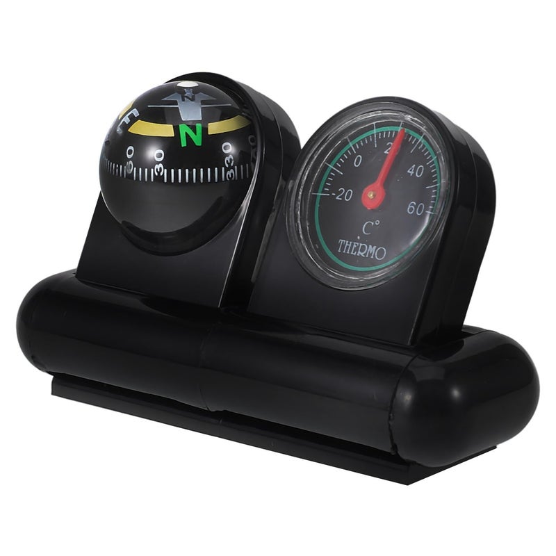 Rotatable Car Compass Thermometer Dashboard Mount for Boat Motorcycle Easy Installation - Image 2