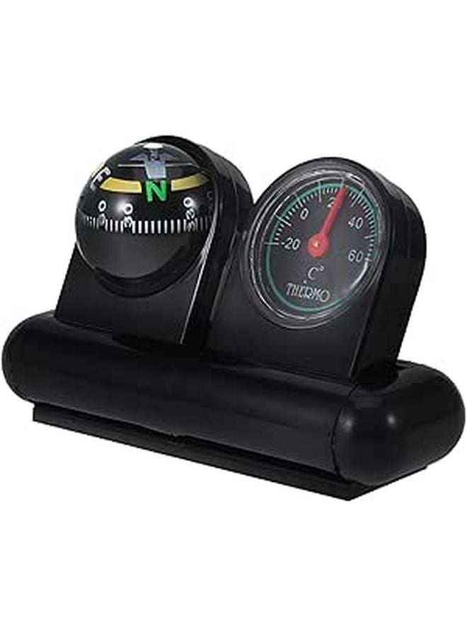 Rotatable Car Compass Thermometer Dashboard Mount for Boat Motorcycle Easy Installation - Image 1
