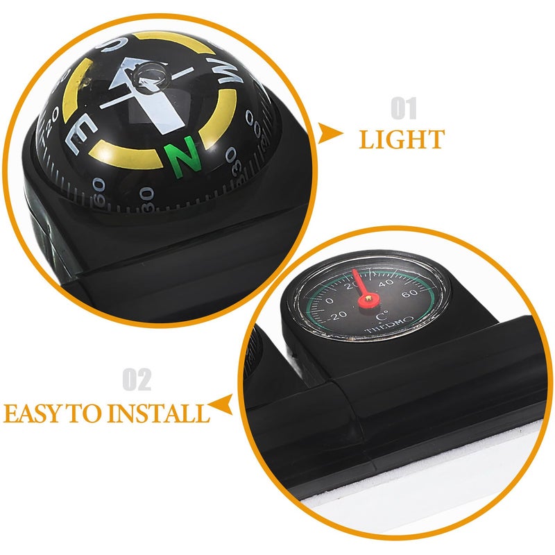 Rotatable Car Compass Thermometer Dashboard Mount for Boat Motorcycle Easy Installation - Image 4