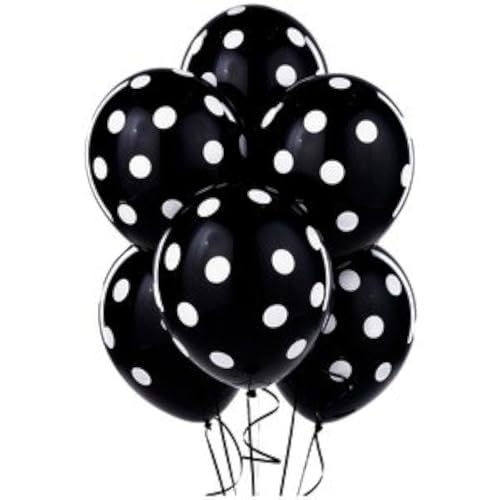 Evisha Big Size Polka dot Black & White Balloons, Theme Party, Party Decoration, Birthday Party Pack of 25 - Image 1