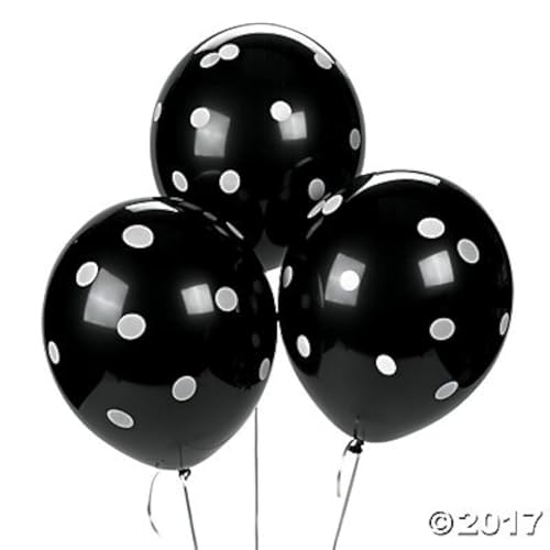 Evisha Big Size Polka dot Black & White Balloons, Theme Party, Party Decoration, Birthday Party Pack of 25 - Image 2