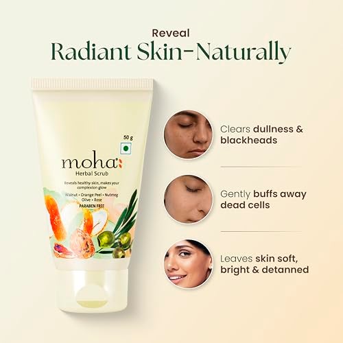 Moha Walnut Face Scrub with Walnut Powder & Aloe Vera | Gentle Exfoliating Scrub for Glowing Skin & Smooth Texture | Dual-Action Polish for Deep Cleansing & Pore Purifying | Face Scrub for Men & Women for Radiant, Refreshed Skin - 100g - Image 2