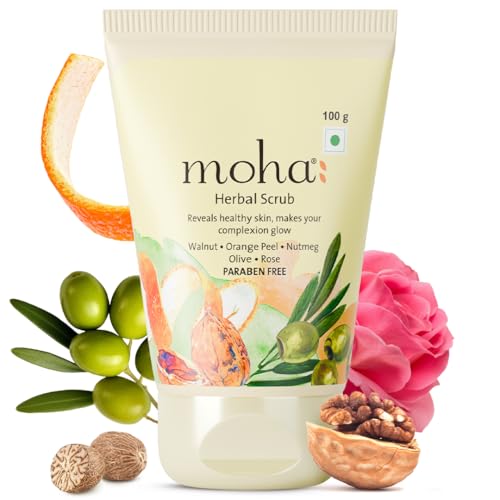 Moha Walnut Face Scrub with Walnut Powder & Aloe Vera | Gentle Exfoliating Scrub for Glowing Skin & Smooth Texture | Dual-Action Polish for Deep Cleansing & Pore Purifying | Face Scrub for Men & Women for Radiant, Refreshed Skin - 100g - Image 1