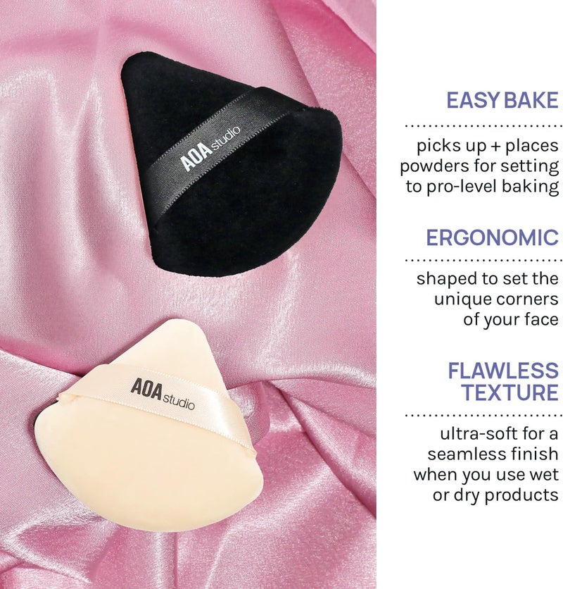 AOA STUDIO Velvet Puffs Makeup Puff Set of 6 Loose Powder Body Powder, Velour Makeup Blender Sponge Foundation Blending Sponges Set Beauty Makeup Tools(Black/Peach) (Black/Peach) - Image 3