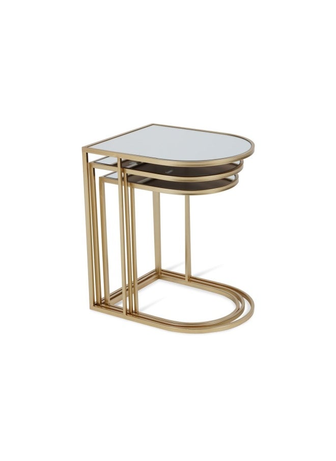 Pan Home طقم طاولات رافي مكون من 3 مرايا - ذهبي  - Image 3