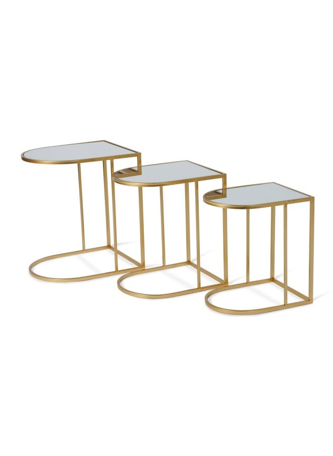Raphie Accent Table Set Of 3 Mirror - Gold