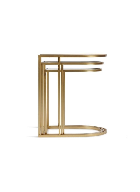 Raphie Accent Table Set Of 3 Mirror - Gold