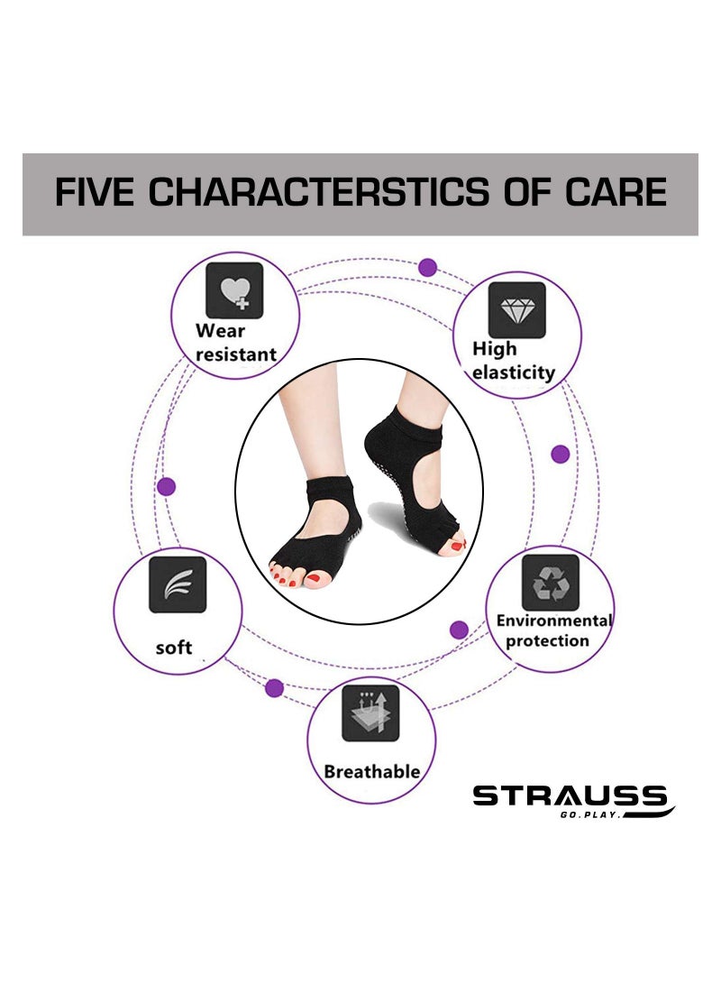 اسم المحتوى ناريلا 5 أزواج من جوارب اليوجا لسجادة اليوغا للتمارين الرياضية غير القابلة للانزلاق ، لجوارب بيلاتيس بدون أصابع ومضادة للانزلاق ومثبتة - اللياقة البدنية والرقص والباري والباليه والهوائي مقاس واحد يناسب الجمي - Image 5