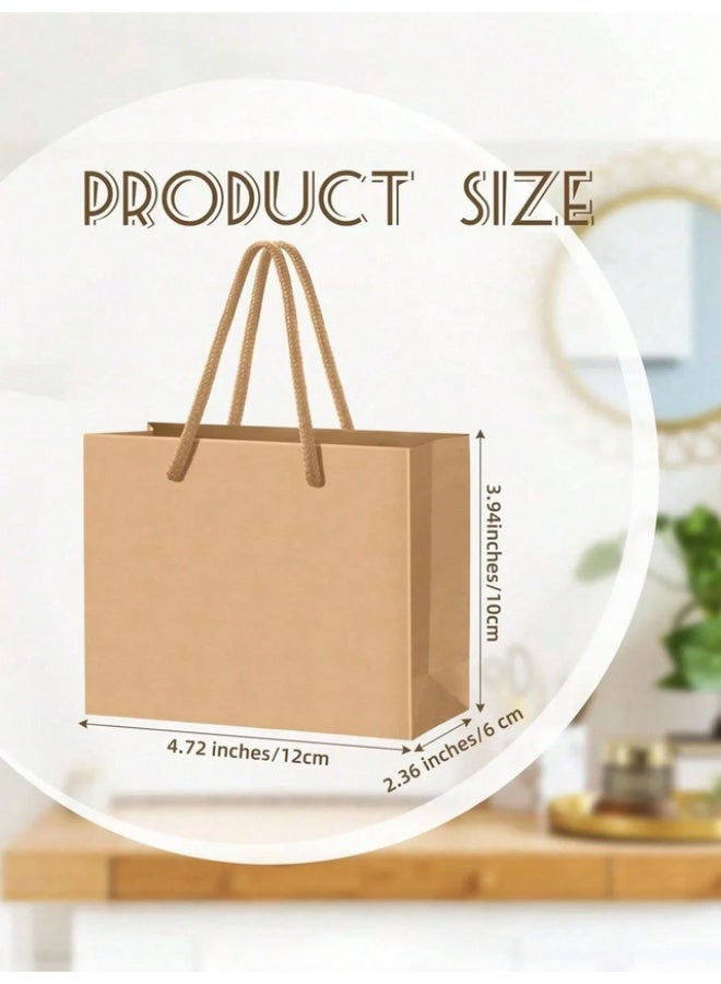 10 Kraft paper bags with handles, Kraft paper gift bags for occasions and celebrations, brown gift bags measuring 12X10X6 cm - Image 4