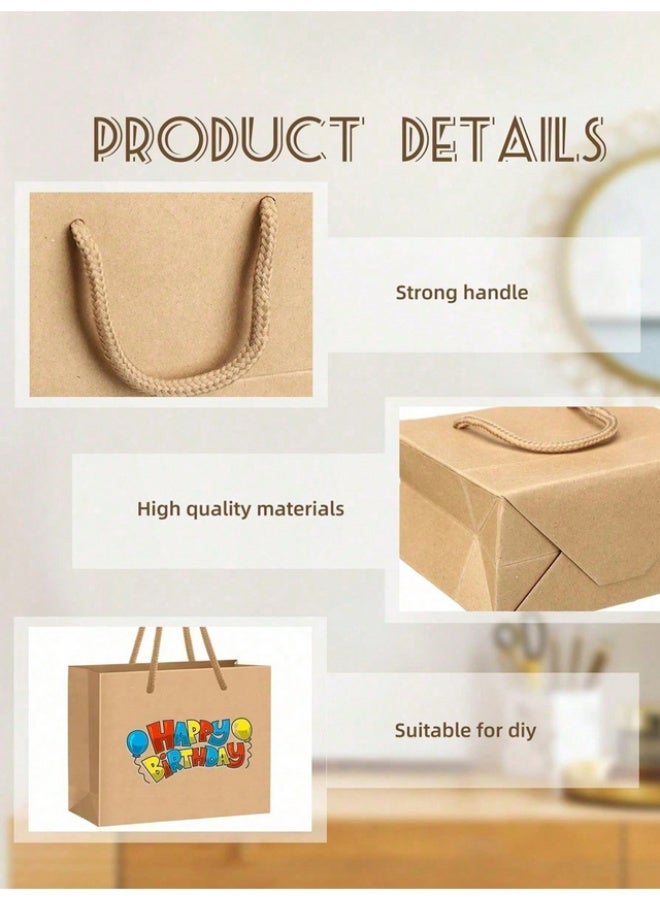 10 Kraft paper bags with handles, Kraft paper gift bags for occasions and celebrations, brown gift bags measuring 12X10X6 cm - Image 2