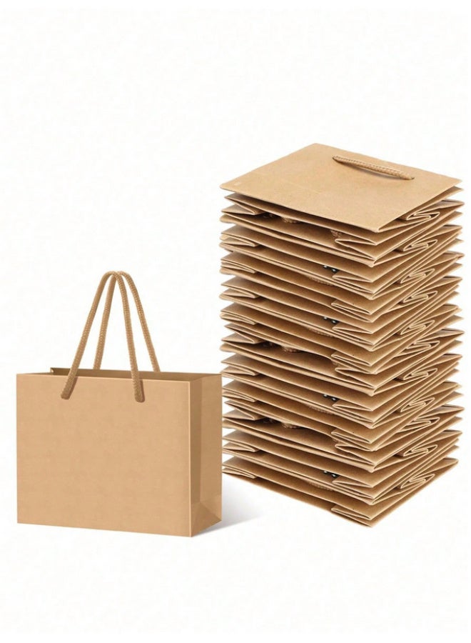 10 Kraft paper bags with handles, Kraft paper gift bags for occasions and celebrations, brown gift bags measuring 12X10X6 cm - Image 1