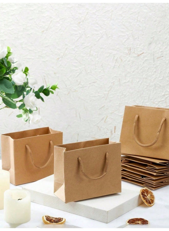 10 Kraft paper bags with handles, Kraft paper gift bags for occasions and celebrations, brown gift bags measuring 12X10X6 cm - Image 3