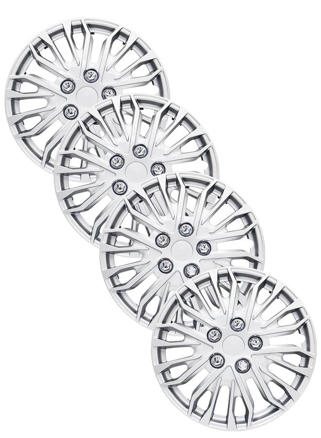 EMTC Pack of 4 EM-3141 Taiwan Wheel Cover | 13" Inch | Silver Universal Nested Style  - Image 1