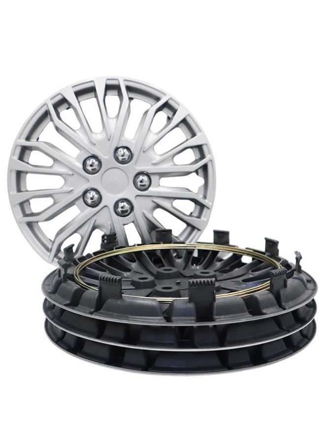 EMTC Pack of 4 EM-3141 Taiwan Wheel Cover | 13" Inch | Silver Universal Nested Style  - Image 4