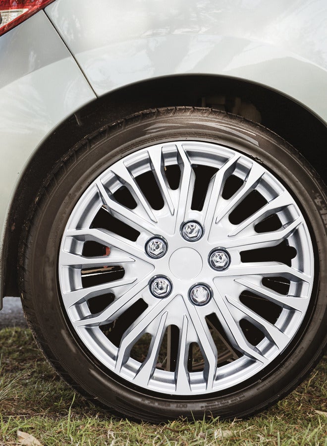 EMTC Pack of 4 EM-3141 Taiwan Wheel Cover | 13" Inch | Silver Universal Nested Style  - Image 3