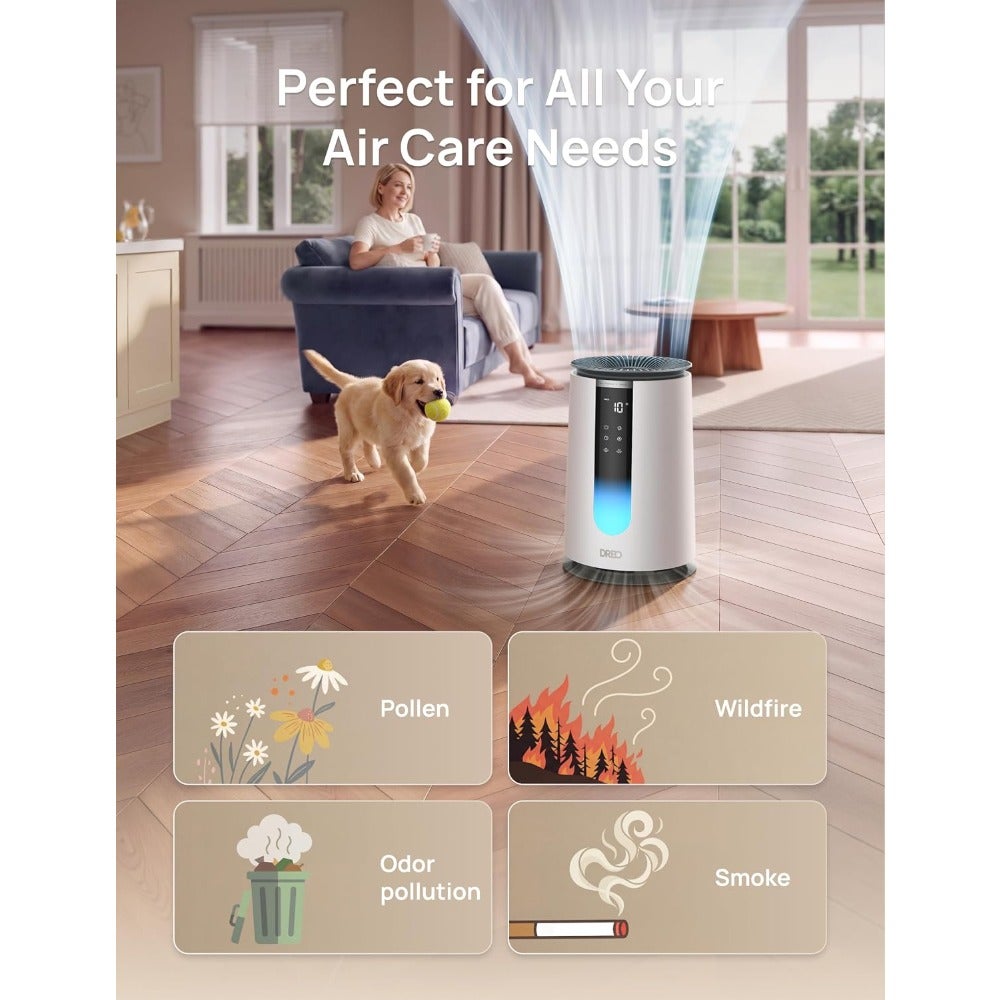 Smart Air Purifier for Bedroom Home Up to 80 195m/H, 3-in-1 TurboPure HEPA Filters, 18 dB Air Purifiers, LED AQI Display, PM2.5 Sensor, 4 Modes, 4 Speeds, AHAM VERIFIED, Aroma Pad, 12H Timer