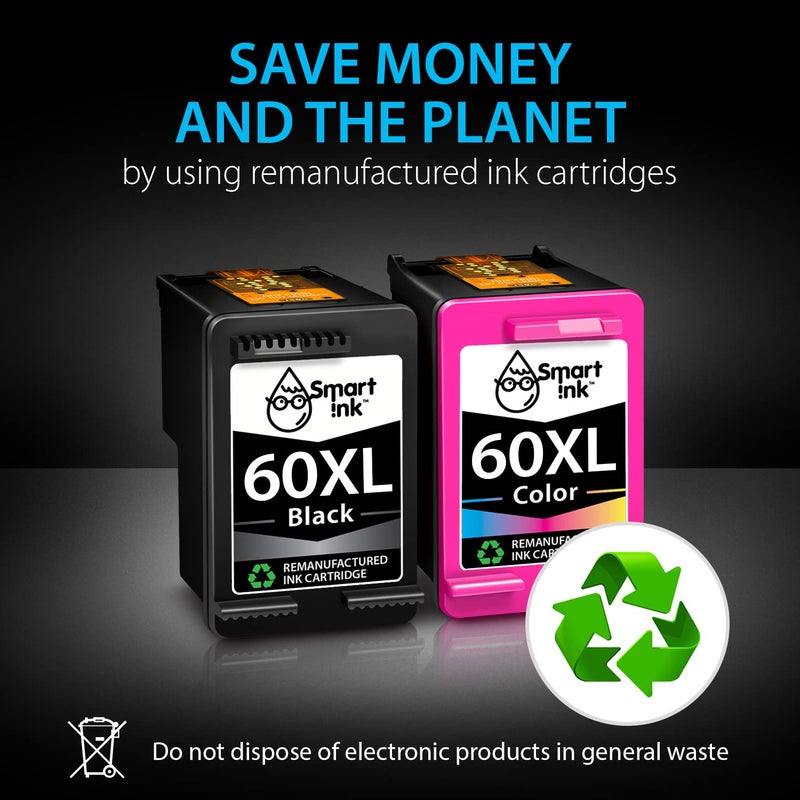 Smart Ink Remanufactured Ink Cartridge Replacement for HP 60 XL HP60XL Black and Color Combo Pack for Photosmart C4680 C4795 C4780 D110a DeskJet F2430 F2480 F4280 F4480 F4400 F4440 F4580 Envy 120 - Image 5