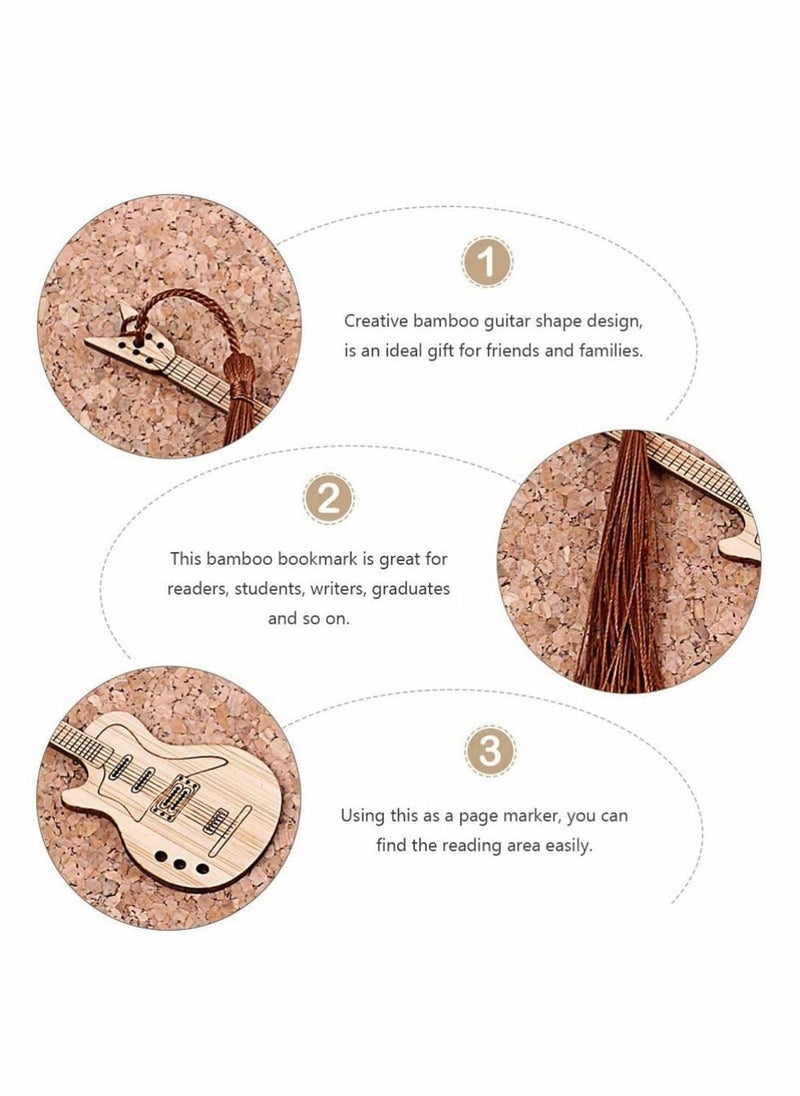 Y&D Guitar Shape Book Marker, Wooden Tassel Bookmark Bamboo Vintage Personalized Marker Art Craft Decor Gift for Birthday  - Image 4