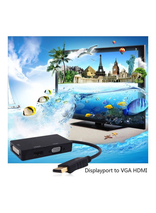 نيبمينينت كابل محول 3 في 1 من ذكر ديسبلاي بورت إلى أنثى HDMI/ DVI/ VGA أسود - Image 4