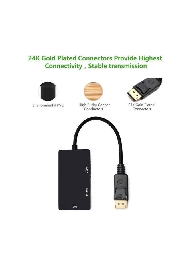 نيبمينينت كابل محول 3 في 1 من ذكر ديسبلاي بورت إلى أنثى HDMI/ DVI/ VGA أسود - Image 2