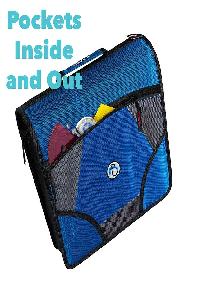 Case it King Size Mighty Zip Tab Binder, 3 Rings, 4" Capacity, 11 X 8.5, Blue - Image 5