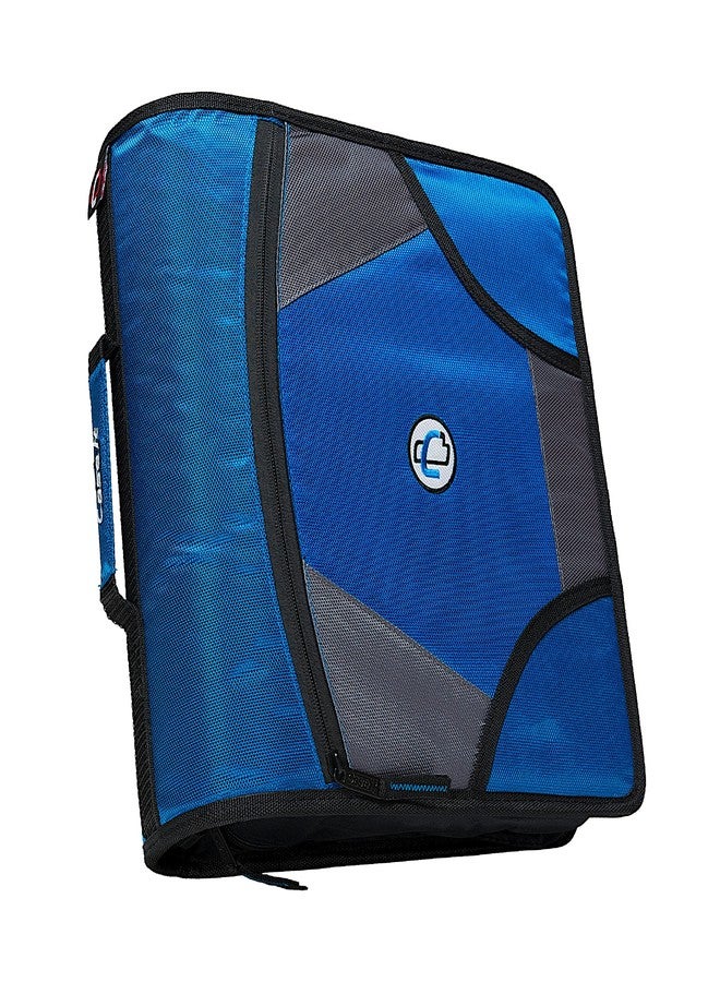 Case it King Size Mighty Zip Tab Binder, 3 Rings, 4" Capacity, 11 X 8.5, Blue - Image 1