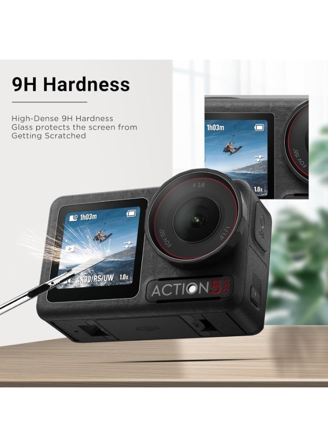 Screen Protector for DJI OSMO Action 5 Pro Camera, Osmo Action 5 Pro Lens Protector, Tempered Glass LCD Display Film, Silicone Lens Cap Cover, 0.3mm 9H Hardness Anti-Scratch Anti-Bubble (6+2 Pack) - Image 2