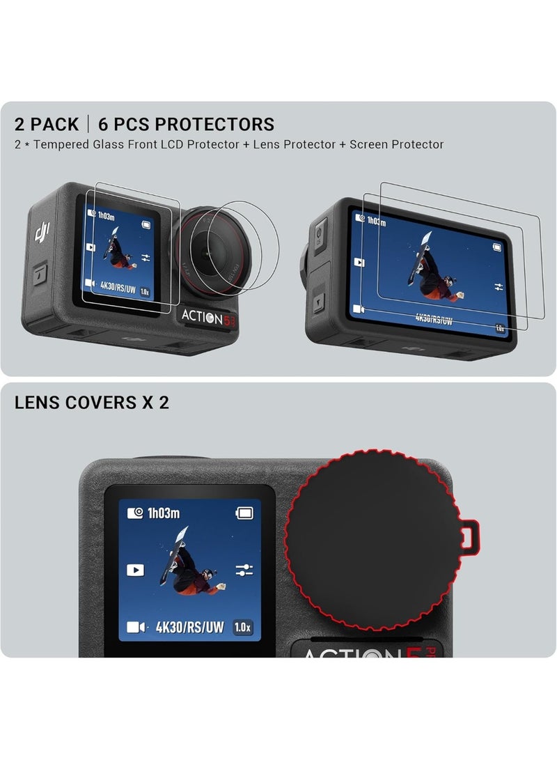 Screen Protector for DJI OSMO Action 5 Pro Camera, Osmo Action 5 Pro Lens Protector, Tempered Glass LCD Display Film, Silicone Lens Cap Cover, 0.3mm 9H Hardness Anti-Scratch Anti-Bubble (6+2 Pack) - Image 5