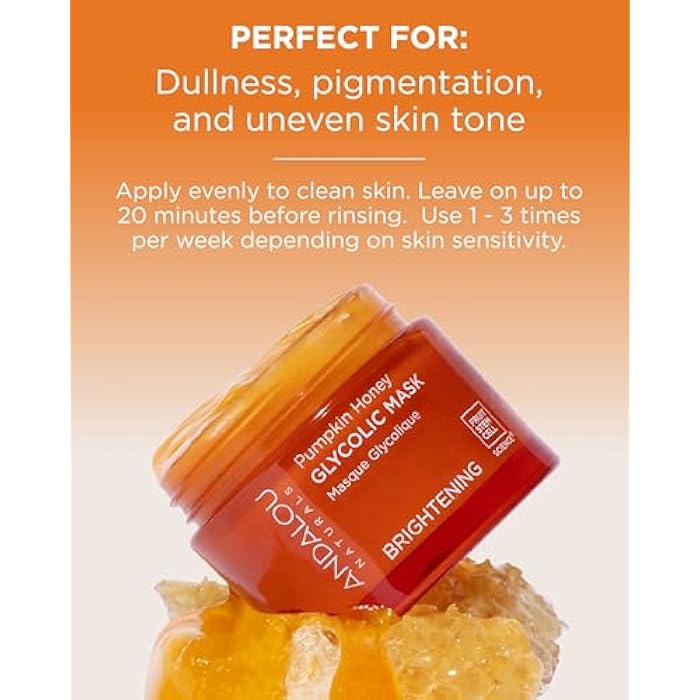 Andalou Naturals Pumpkin Honey Glycolic Mask (NEW FORMULA) - Exfoliating Face Mask with Glycolic Acid, Vitamin C for a Radiant Glow - Gentle Exfoliant Removes Dirt & Dry Skin Cells - 1.7 fl oz - Image 4