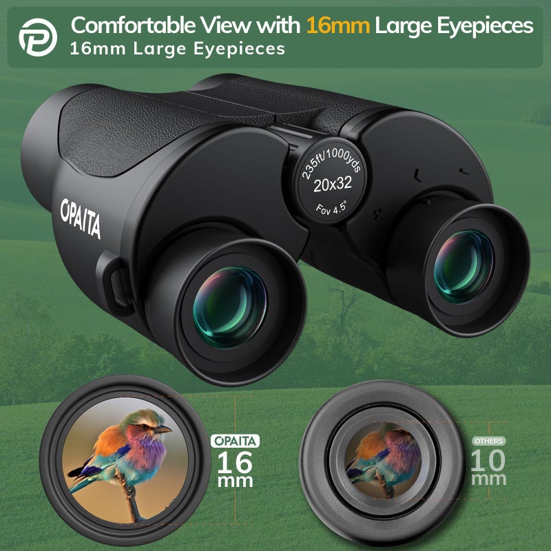 opaita Compact Binoculars for Adults High Powered - OPAITA 20x32 Small Binoculars for Adults Kids with Low Light Vision for Hunting Cruise Ship Travel Concert Hiking - Image 4