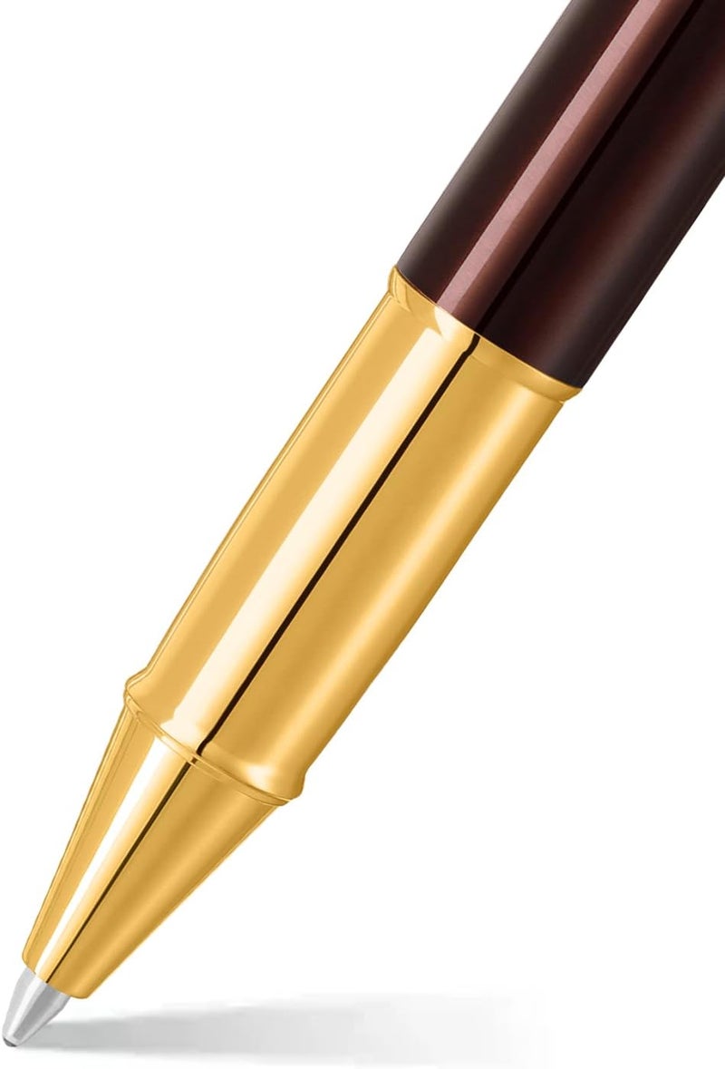 SHEAFFER قلم رولر شيفر 100 9370 بني قهوة لامع مع حواف ذهبية PVD متوسط - Image 2