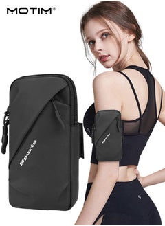 Motim Cell Phone Arm Band Mobile Phone Holder Sports Arm Bag, Waterproof Phone Arm Case, Running Phone Armband, Outdoor Running Bag for Smartphones up to 7 Inches, Black  - Image 1