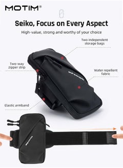 Motim Cell Phone Arm Band Mobile Phone Holder Sports Arm Bag, Waterproof Phone Arm Case, Running Phone Armband, Outdoor Running Bag for Smartphones up to 7 Inches, Black  - Image 5