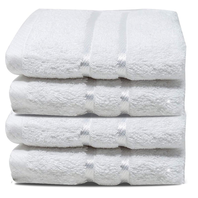 Towelogy 600GSM Cotton Washcloths Multipack Quick Dry Flannels Face Towels Hotel Spa Bathroom Make Up Remover Cloths 30x30cm White Pack Of 4