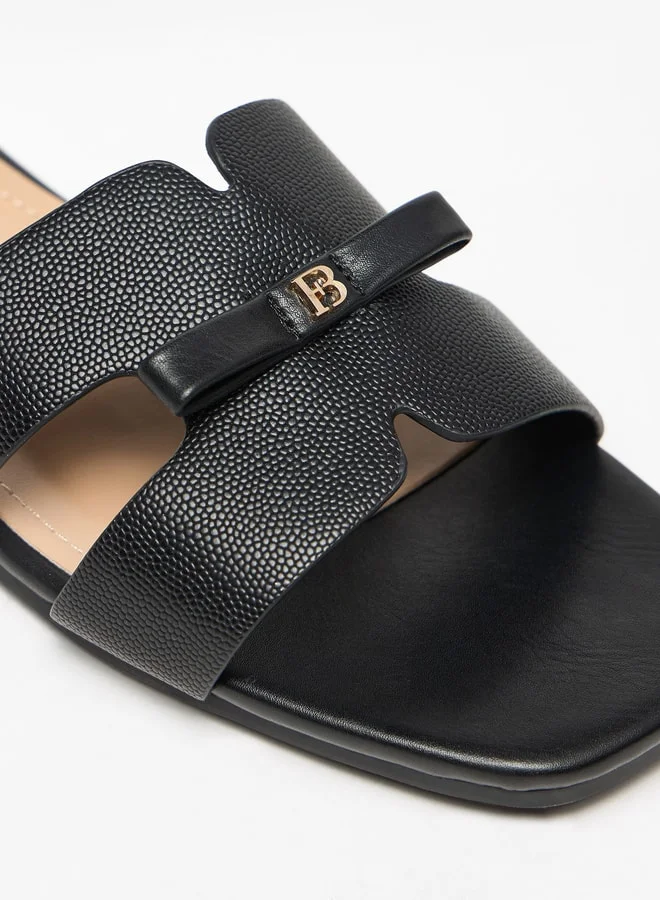 Flora Bella By Shoexpress Monogram Print Slip-On Sandals with Bow Applique