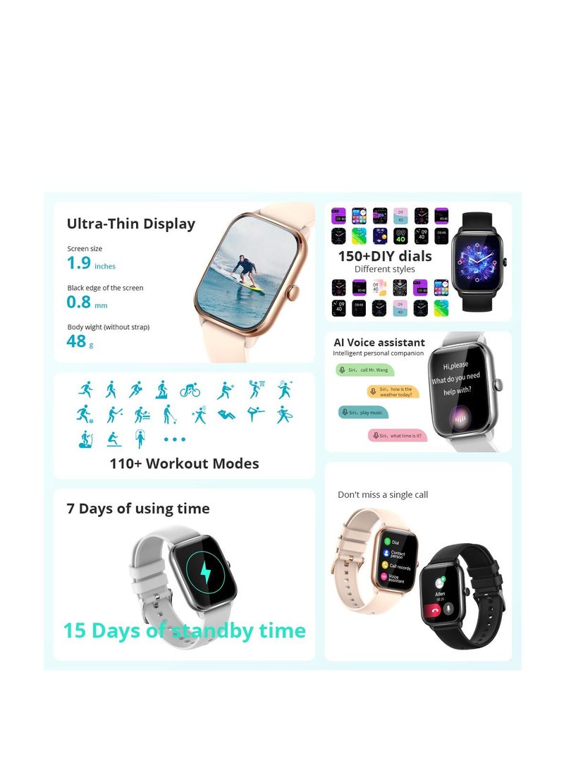 ColMi Smart Watch For Men Women  Full Screen Bluetooth Calling Heart Rate Sleep Monitor 100+ Sport Models  - Image 3